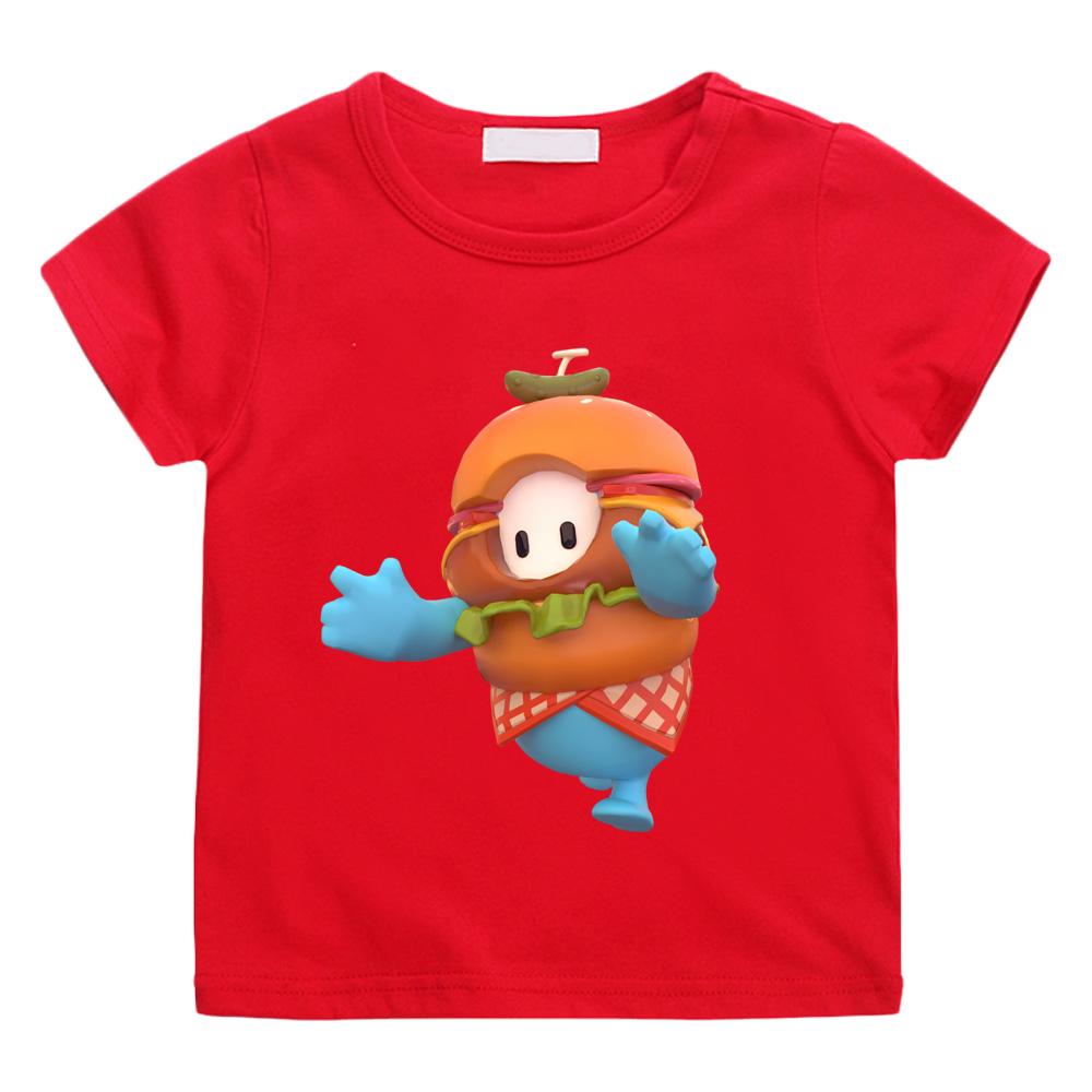 

Fall Guys New Style Cartoon T-Shirt High Quality 100% Cotton Casual Trend Soft T-shirt Boys/girl Kawaii Round Neck Camisetas Anime T-shirt summer Tops 100 червоний