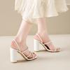 Fashion Summer New Plus Size 43 Women'S Sandals Woman Solid Color High Heel Shoes Thick Heel Open Toe Female Sandals Fashion Slippers