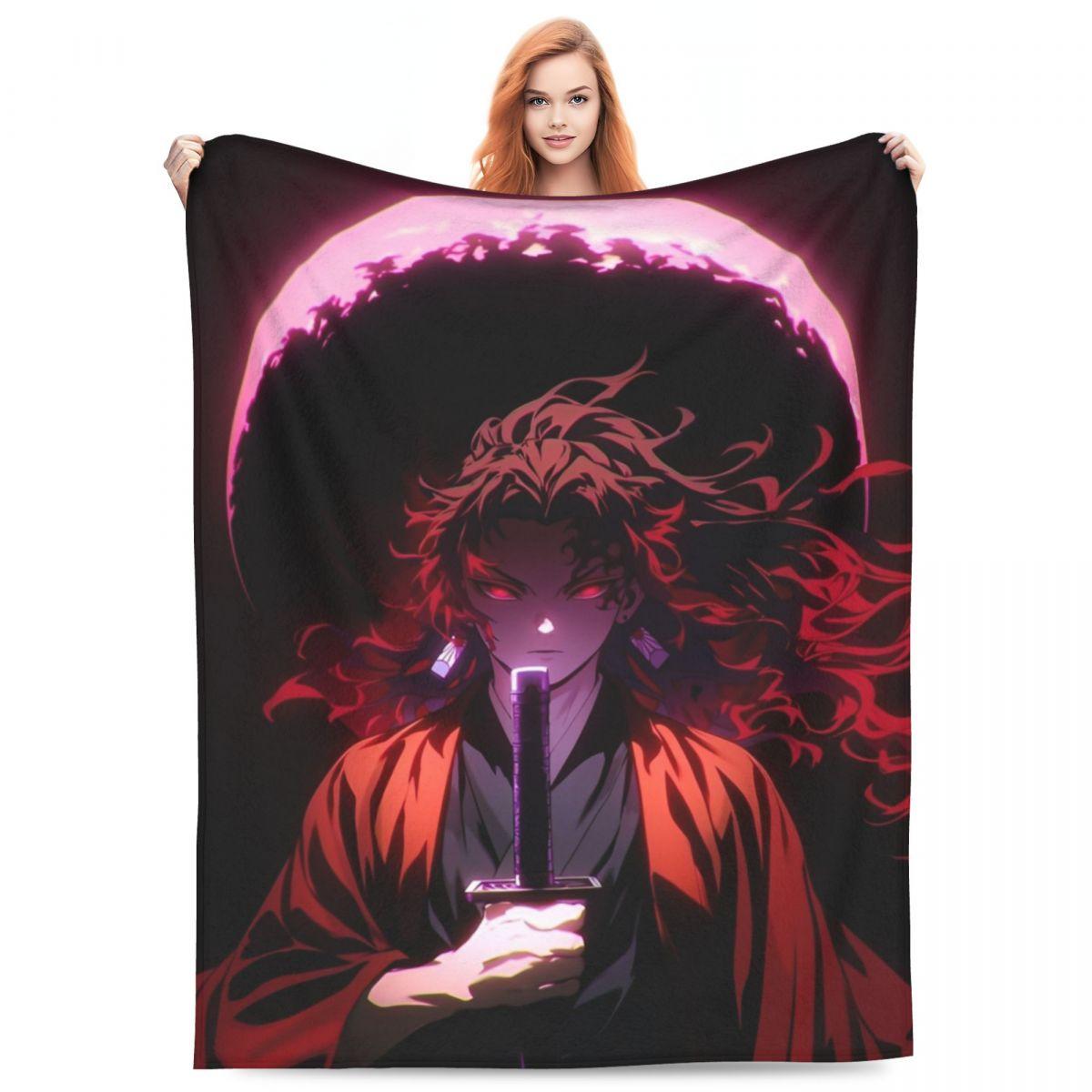 

Yoriichi Flannel Blanket Anime Demon Slayer Funny Throw Blanket for Sofa Bedding Lounge 200x150cm Plush Thin Quilt 30x40in