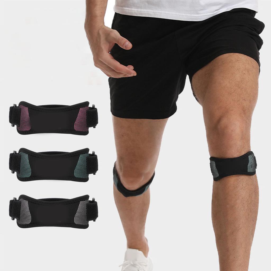 Patella Strap Adjustable Shock Absorption Knee Tendon Brace with Silicone Pad for Soccer Basketball Running Tennis Green