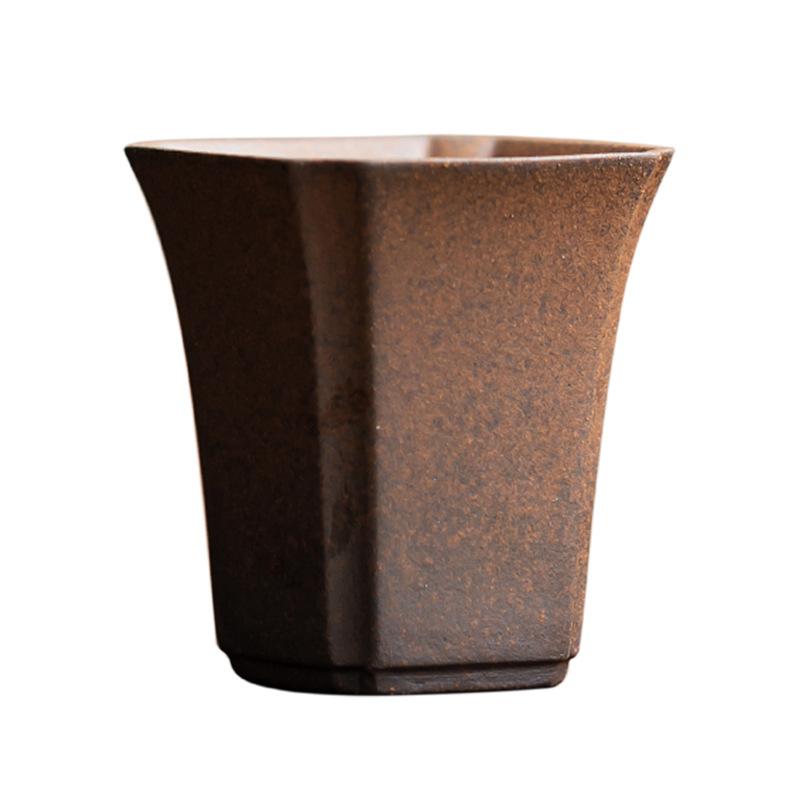 Chinese Retro Master Cup Small Capacity Household Tea Cup Coarse Pottery Tea Cup and Wind Cup Square Tea Cup