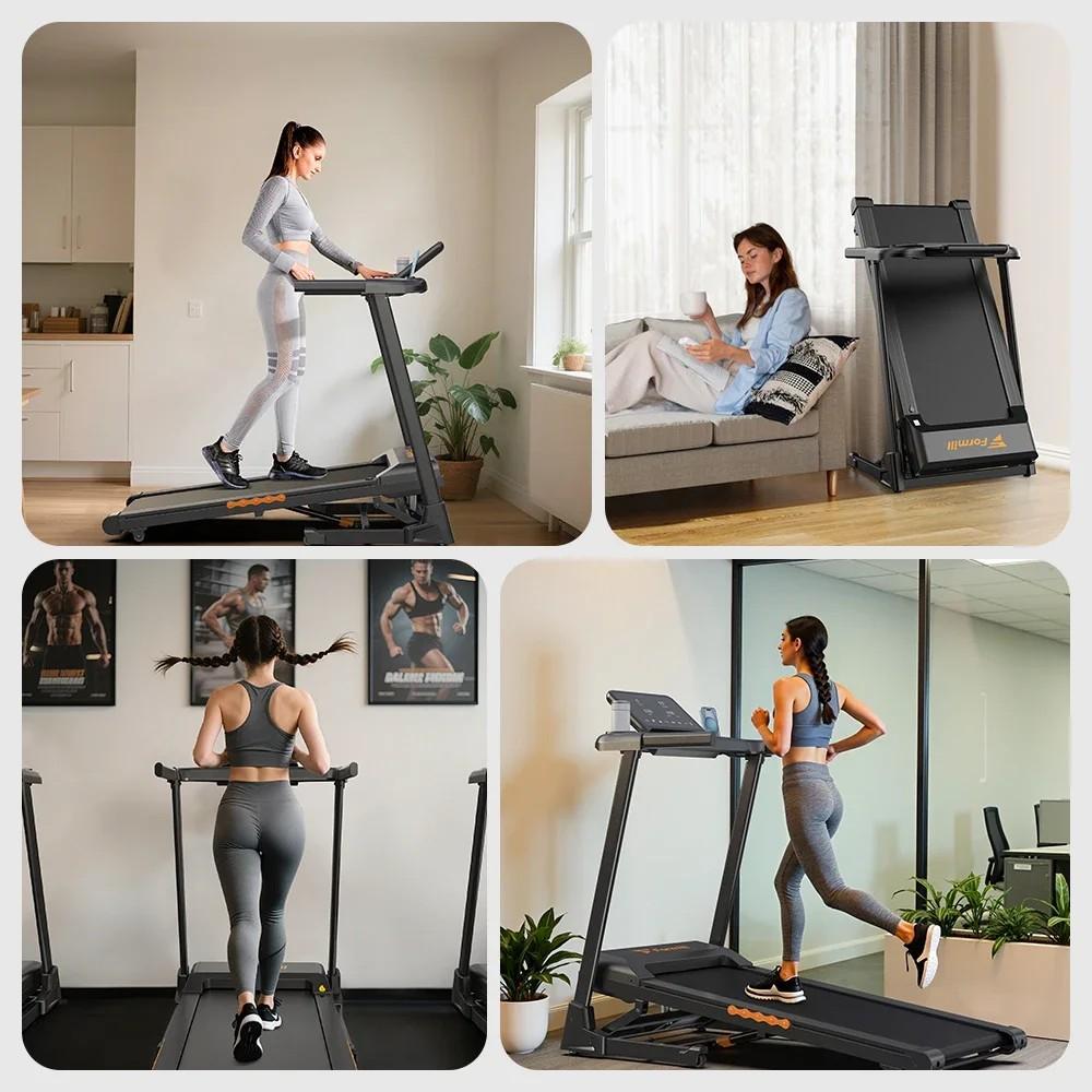 Formill FT61 3.0 Horsepower Folding Treadmill, 15° incline, 13.5 km/h, 17×43 inch belt, 300 lbs load, quiet, LCD, home shock absorption
