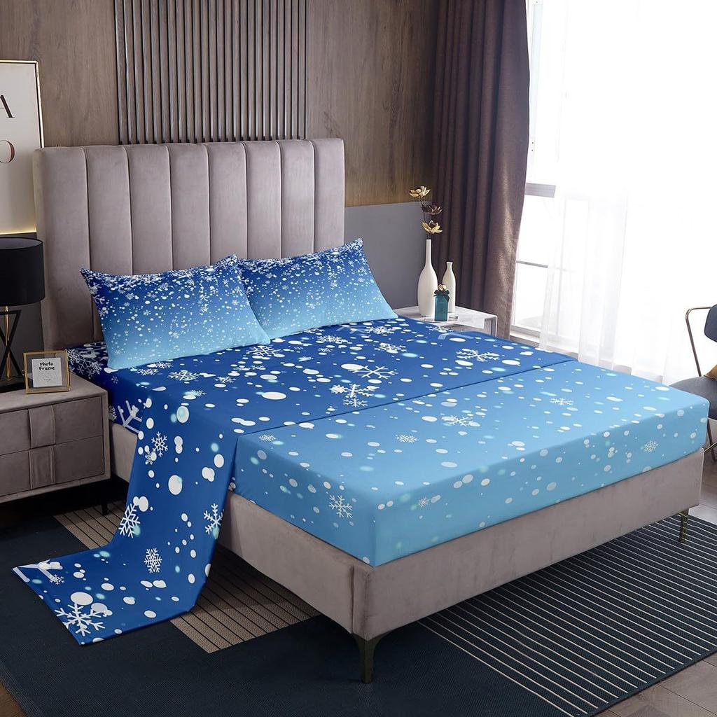 Christmas Element Pattern Mattress Four-Piece Bedding Set Bedroom Dormitory Bedding Decoration