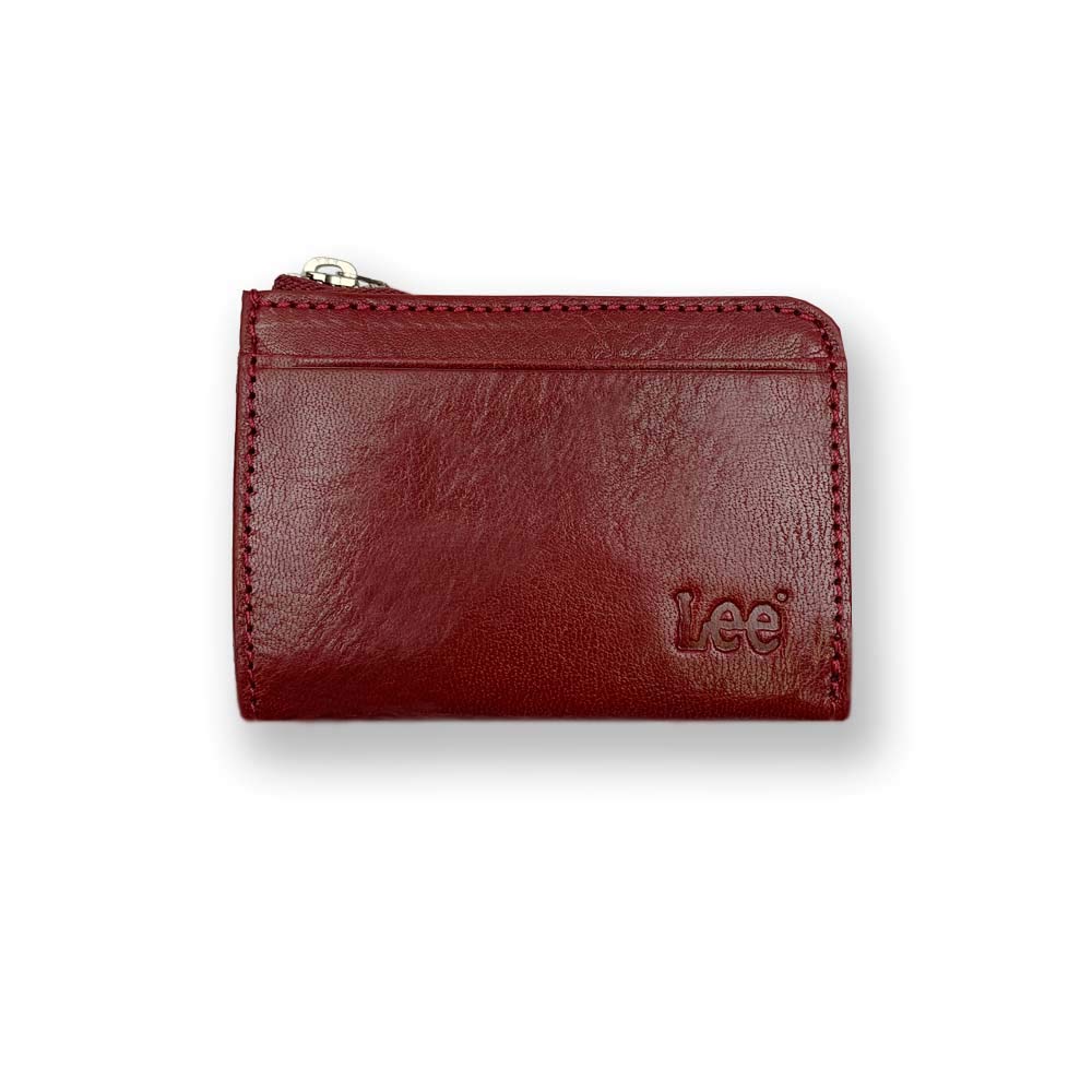 Lee Premium Italian Leather Pass Case with Coin Round Available in 8 Colors Purse, Zipper, Red, 0520236a,