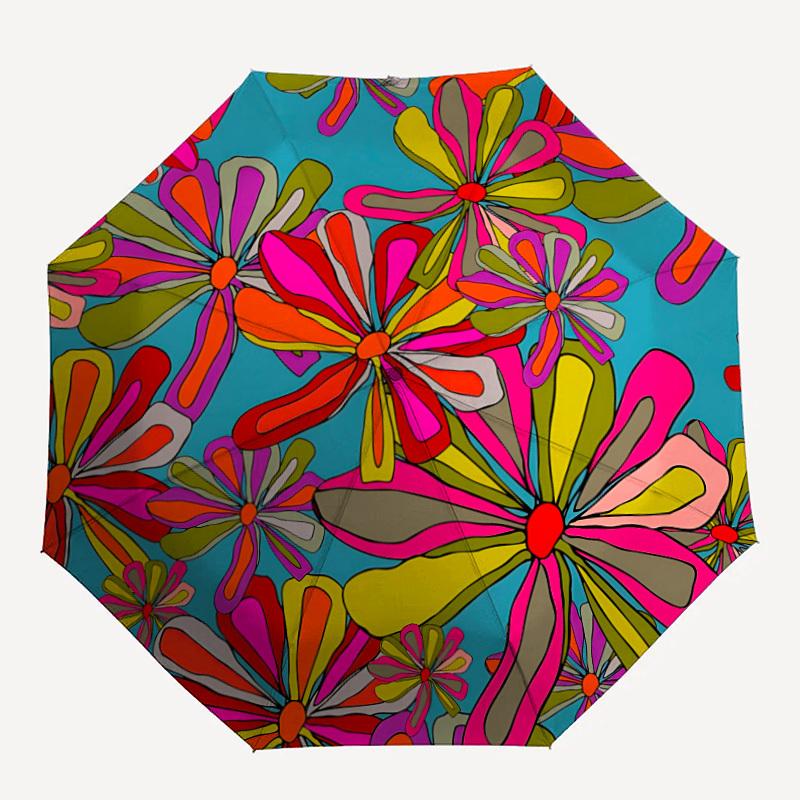 1pc Floral Pattern Open/Close Folding Umbrella, All- Portable Umbrella for & Men, Stylish Accessory (Holiday Gift) 8-Rib yy251213121