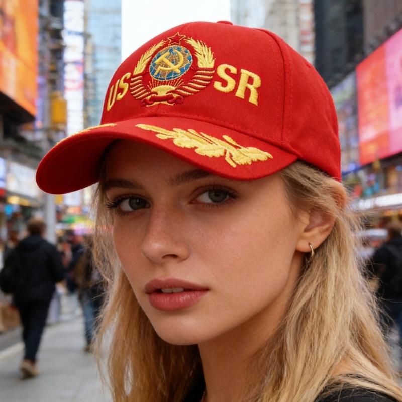Soviet Union Letters Embroidered Cotton Baseball Cap Adjustable Fashion Outdoor Hat For Men And Women