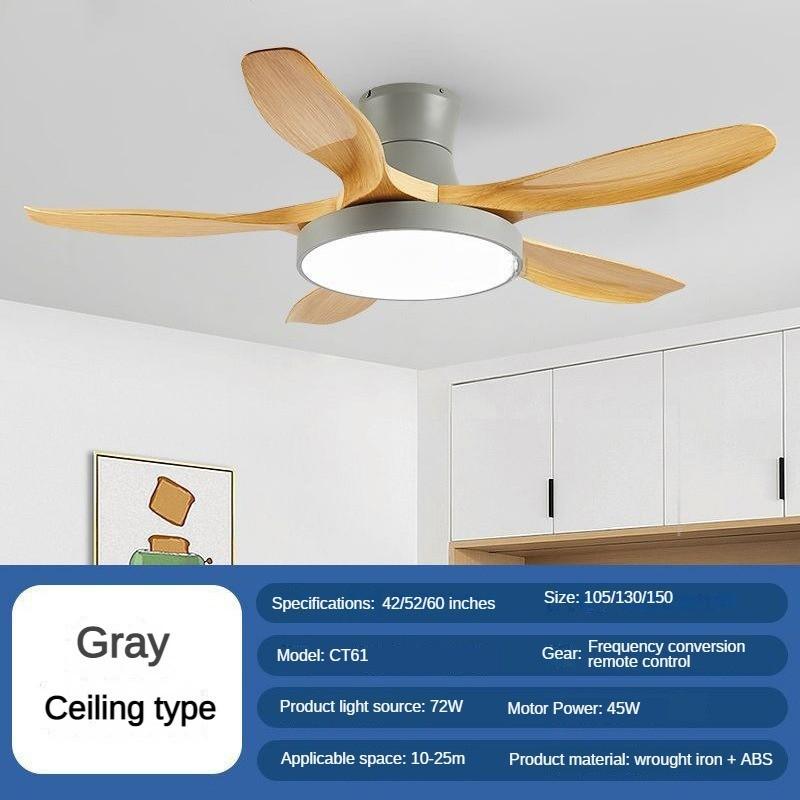 42/52/60-inch Full Spectrum Restaurant Fan Light Variable Frequency Household LED Electric Ceiling Fan Light Nordic Big Five Leaf Ceiling Fan Lamp