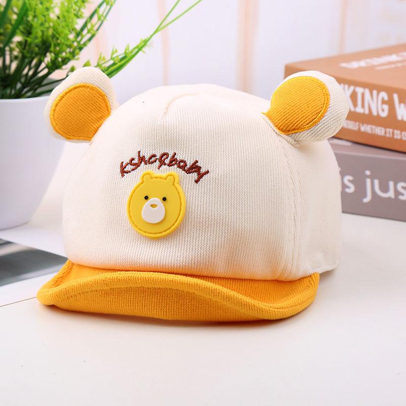 Cute Baby Baseball Cap Soft Brim Bear Patchwork Unisex Infant Duckbill Hat For Spring And Autumn