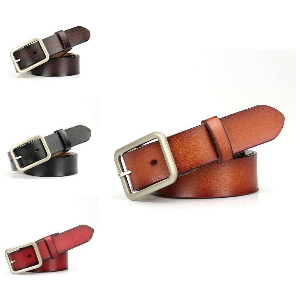 Unisex Genuine Leather Waist Belt With Metal Pin Buckle For Business Or Casual Outfits