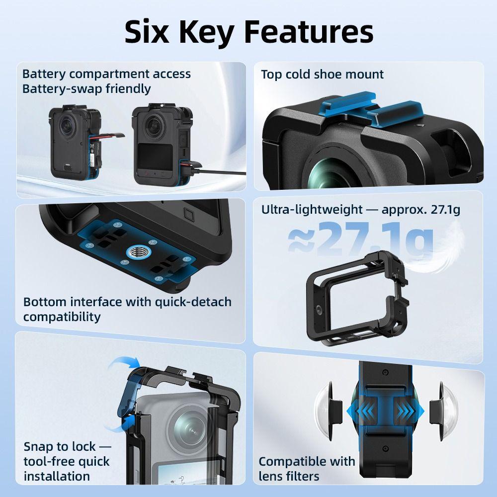 Magnetic Frame Cage Rabbit Cage for DJI Osmo 360/Osmo 360 II Action Camera Accessories
