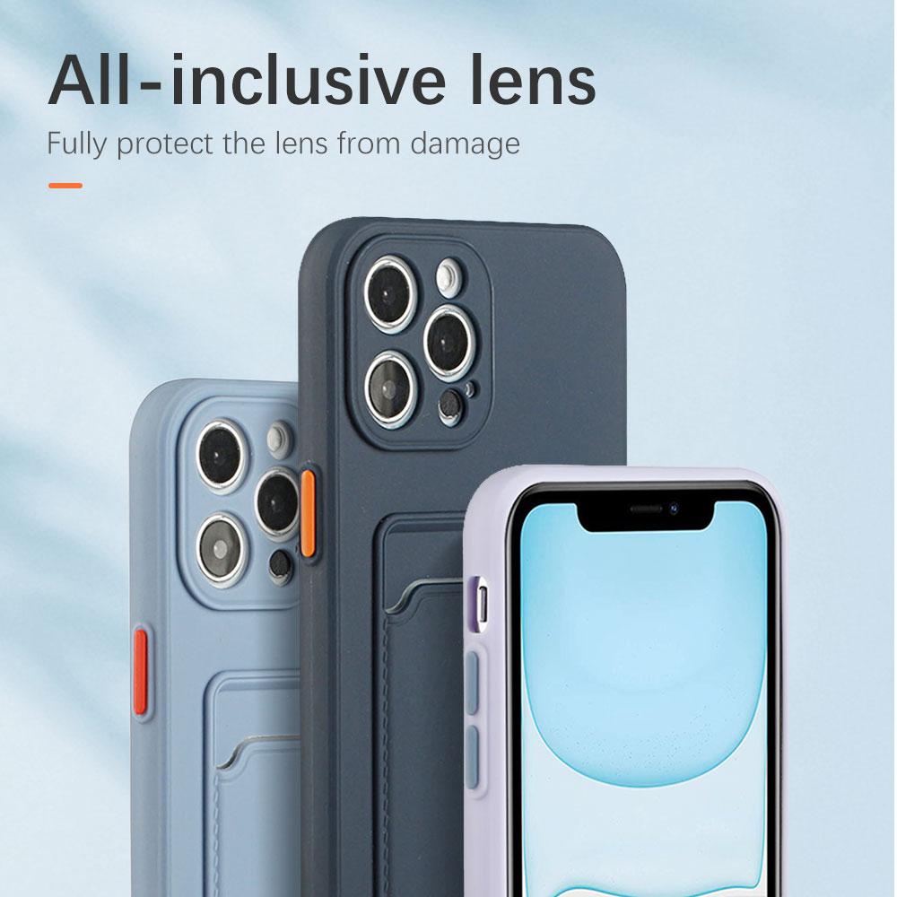 Porta Cartão Suporte Capa de Celular de Silicone Macio para IPhone 15 14 11 13 12 Pro Max XS XR X SE 2 3 8 7 Plus à Prova de Choque Capa Carteira Colorida