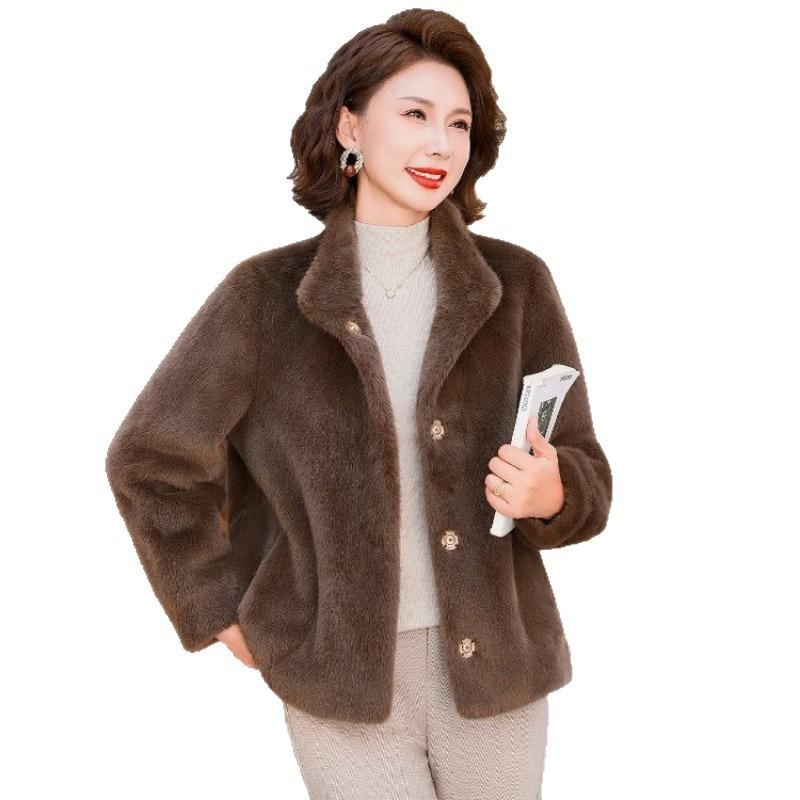 Winter Mink Velvet Jacket Women's Light Luxury New Middle-aged and Old Autumn and Winter Noble Imitation Fur Coat Short