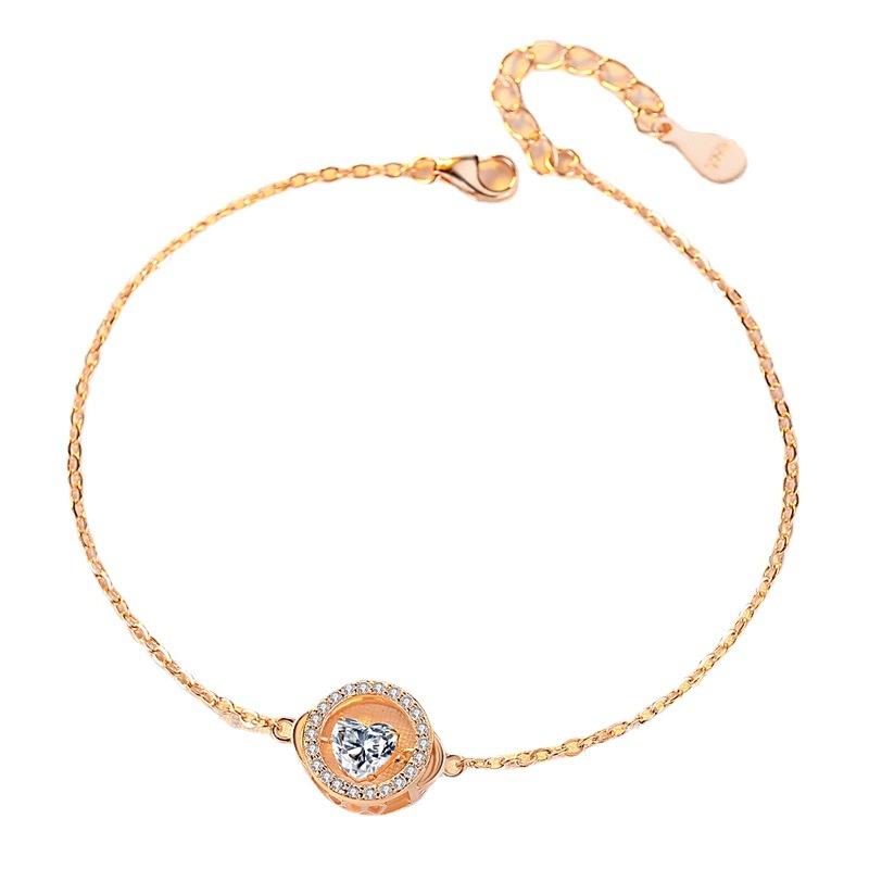 S925 Sterling Silver Jewelry, Korean Style Smart Heart-shaped Bracelet, New Beating Heart Micro-embellished Bracelet