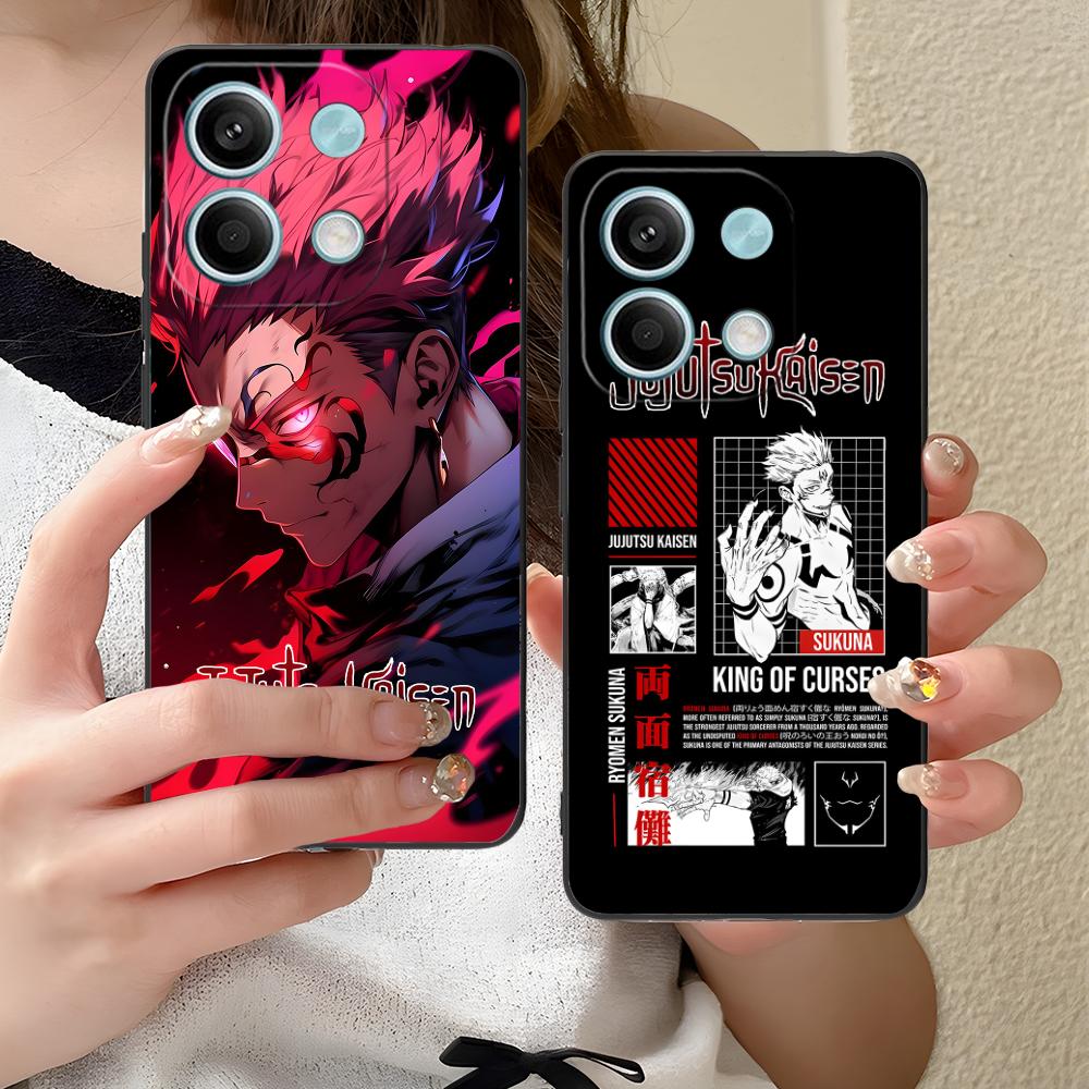 Jujutsu Kaisen Sukuna Handyhülle für Xiaomi Redmi Note 14 13 12 11 S Pro Plus 4G 5G Farbdruck Hülle Hübsch Luxuriös