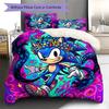 Hedgehog Sonic Pattern Bedding Quilt Set Quilt Cover Pillowcase Home Decoration Birthday Gift (1 * duvet cover + 2 * pillowcase, without core)