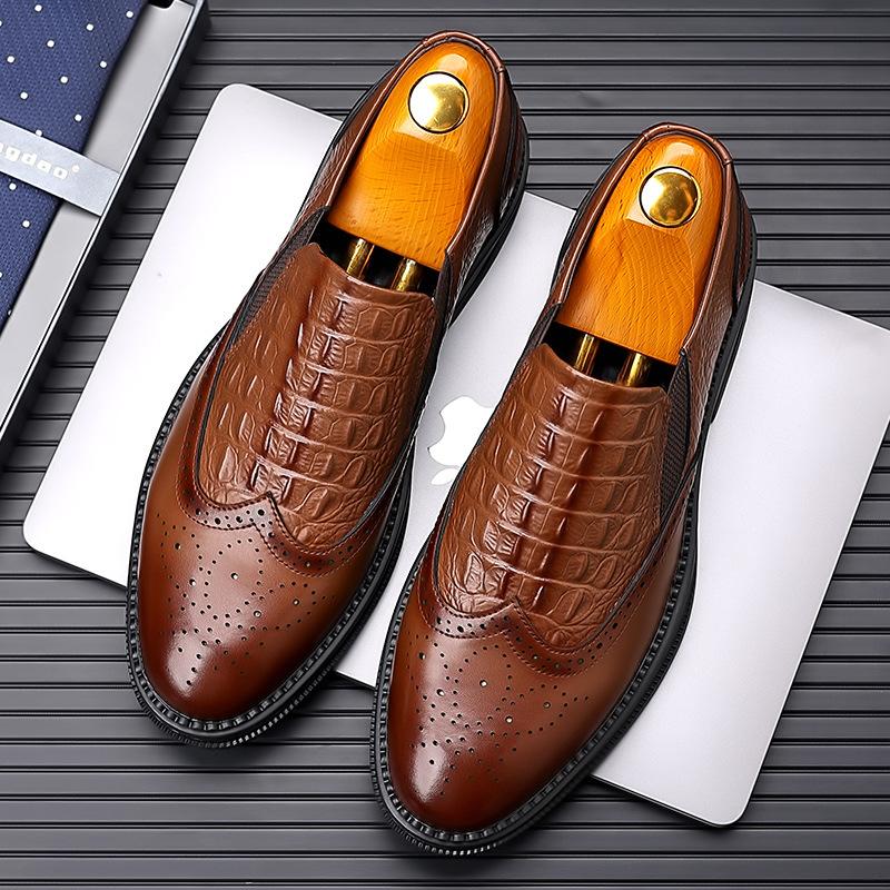 

2025 spring and autumn retro British low-top leather derby men s shoes platform casual work shoes 44 коричневый