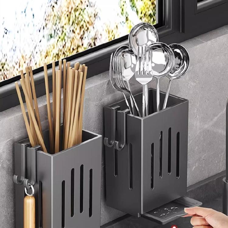Wall Mounted Kitchen Utensils Drying Rack Portable Chopstick Holder Practical Kitchen Utensils Organizers Storage Bin
