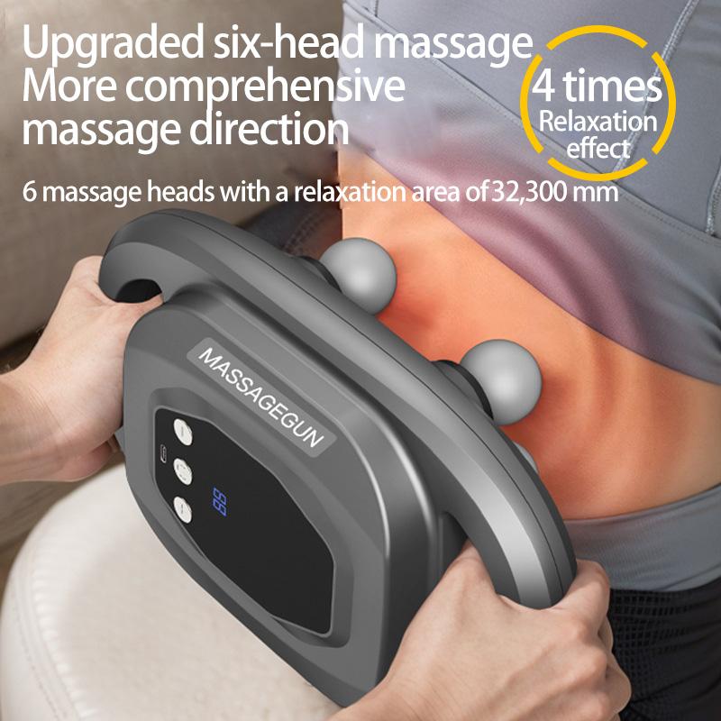Six-head Fascia Gun Muscle Relaxation LCD Display Massager Wireless Professional Electric Legs Waist Back Full Body Massage Gun