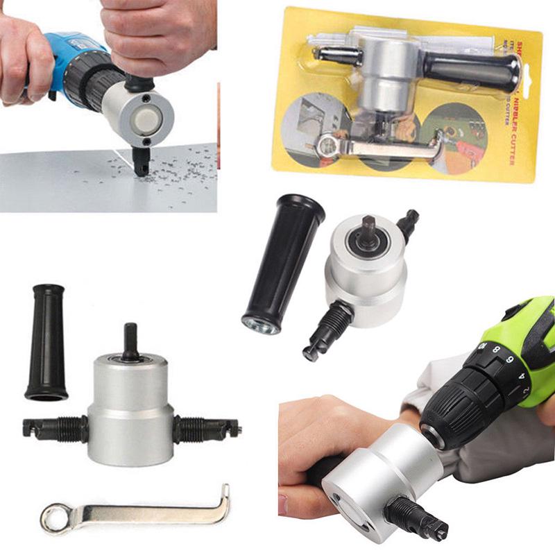 Double Head Sheet Metal Nibbler Hole Saw Cutter Cutting Tool Drill Attachment