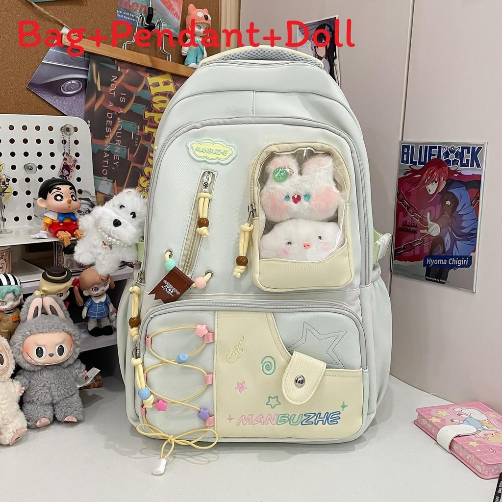 Lightweight Letter Pattern Nylon Travel Backpack For School And Outings Weekend