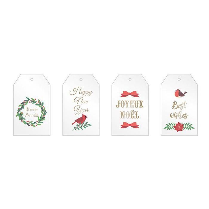 Étiquettes cadeaux - ARTEMIO - Joyeux Noël - transparentes - lot de 8 - 4,5 x 7,5 cm