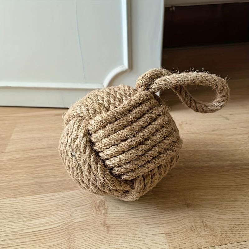 

Handcrafted Fabric Door Stopper | Two Color Rope Weave Design,Square and Ball Shapes with Handles, Versatile Home & Office Decor