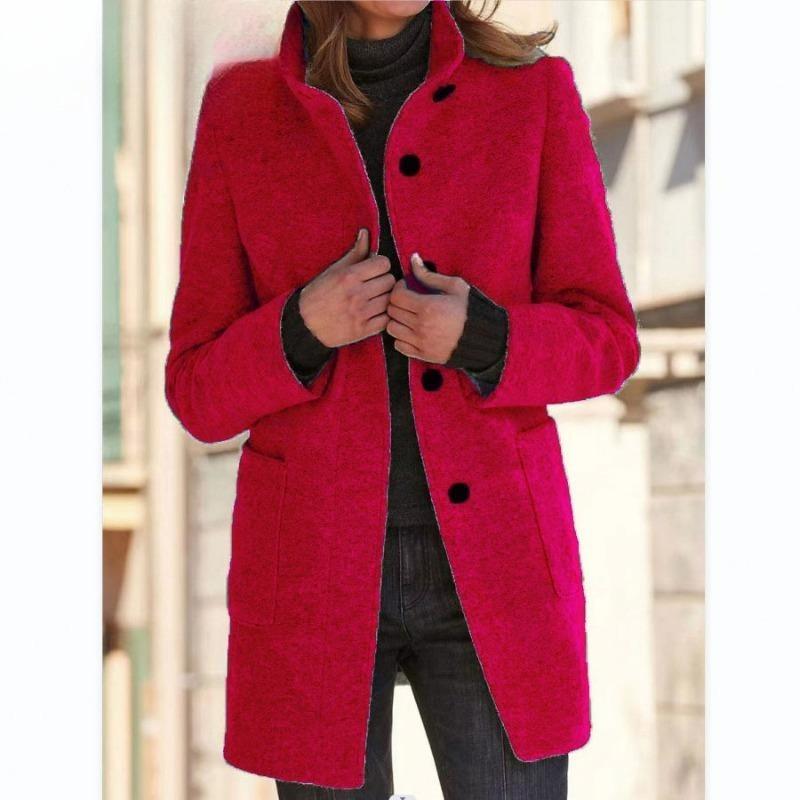 IHUASU Vintage Casual Lattice Print Long Sleeve Polo Neck Jacket for Autumn/Winter