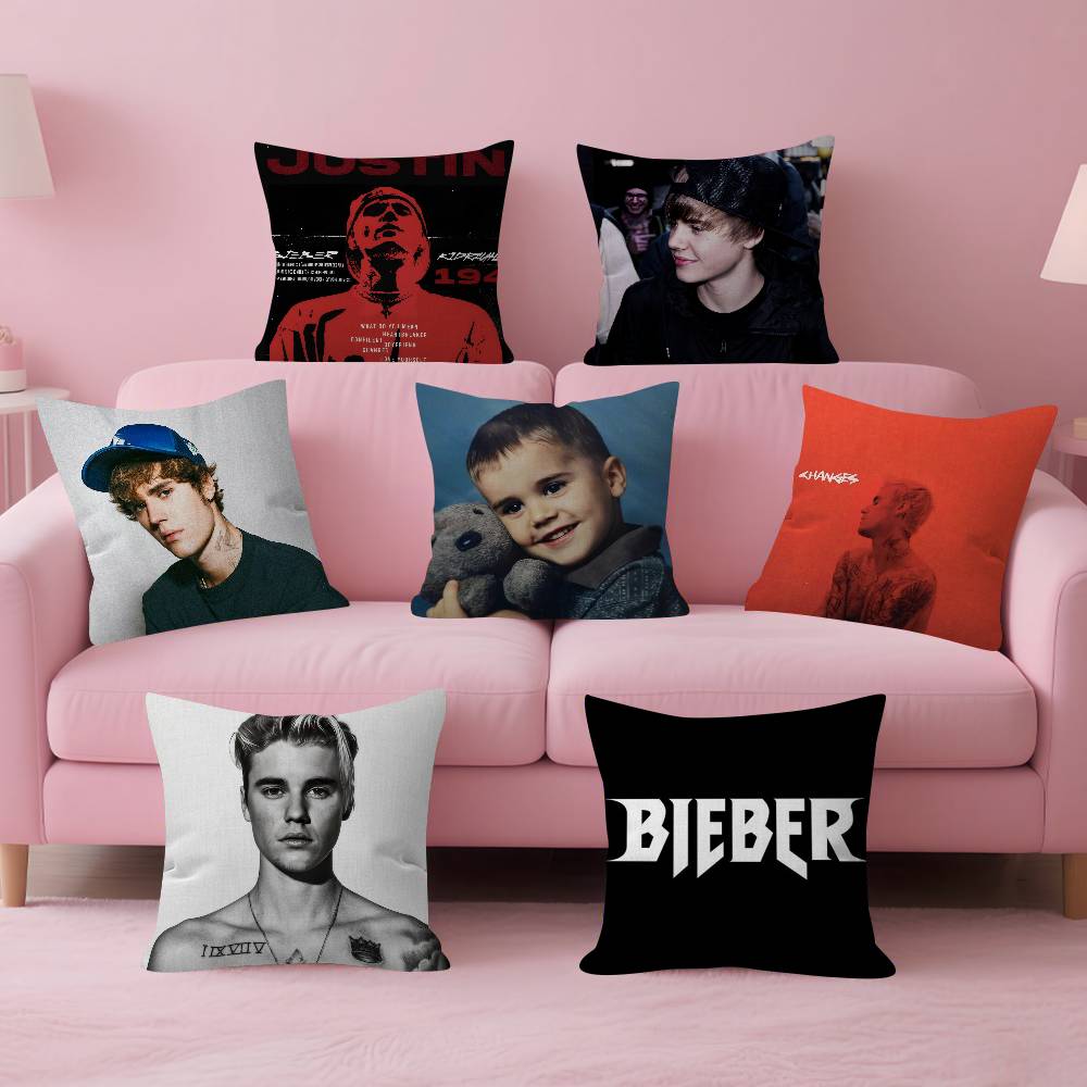 Singer cool JJustin Bieber Cushion Cover Car Throw Pillow Case For Sofa Car Christmas Gift 40x40cm 45x45cm