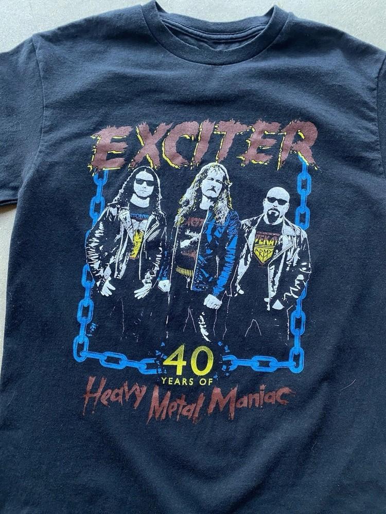 Футболка Exciter band 40 Years Of Heavy Metal Maniac Полный размер TU019 Унисекс футболка S