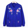 Middle-aged and Elderly Women's New Autumn Embroidered Sweater Coat Grandma Sweater Lapel Coat Mom Cardigan.