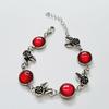 Red Ruby Rose Pendant Bracelet - Cute Floral Valentine's Day Jewelry