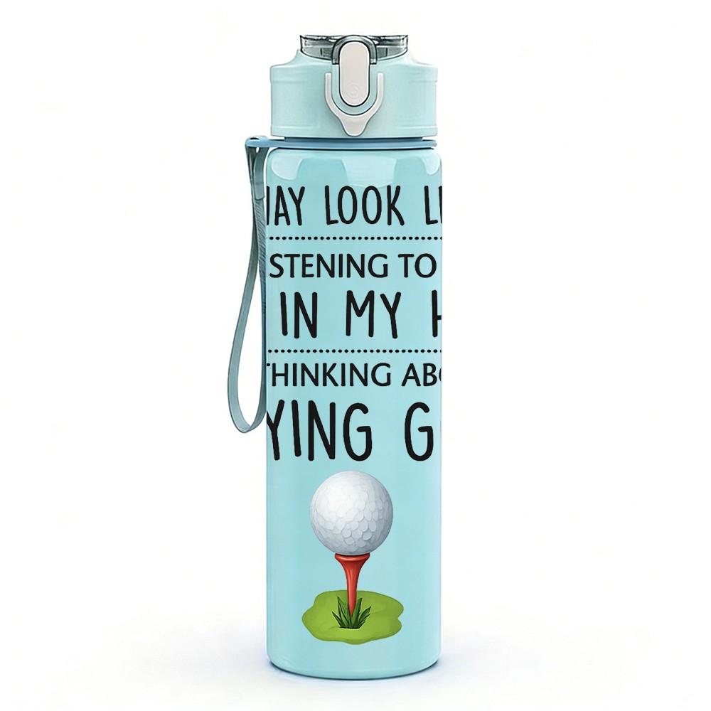 1 ud. Insignia Estampada con Lema Divertido de Humor de Golf Botella de Agua Deportiva de Plástico de Color de 750 ml Tapa con Pajita Plegable Antifugas Adecuada para Deporte Oficina Uso en Casa