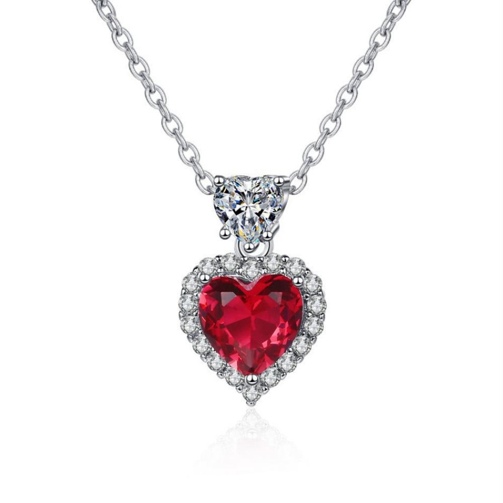 925 Sterling Silver Necklace Shiny Ocean Star Zircon Heart Pendant Necklace Women's Party Birthday Wedding Jewelry Gift