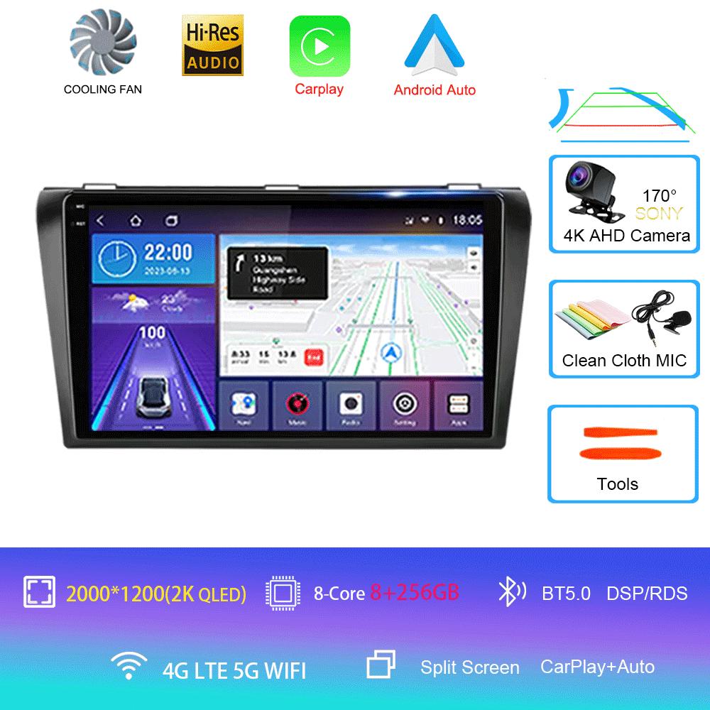 2 Din Car Radio Android 14 For Mazda 3 2004-2009 Multimedia Player Stereo Navigation with BOSE Carplay Speakers Head Unit Video