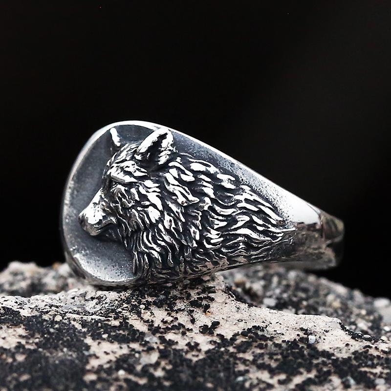 Vintage 316L Stainless Steel Viking Ring 3D Wolf Of Thor Norse Animal Jewelry For Men High Quality Durable