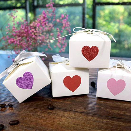 40 Stück Geschenk-Siegel-Siegel-Box-Aufkleber in Herzform, einfarbig, romantische Liebe, Jahrestag, Scrapbooking