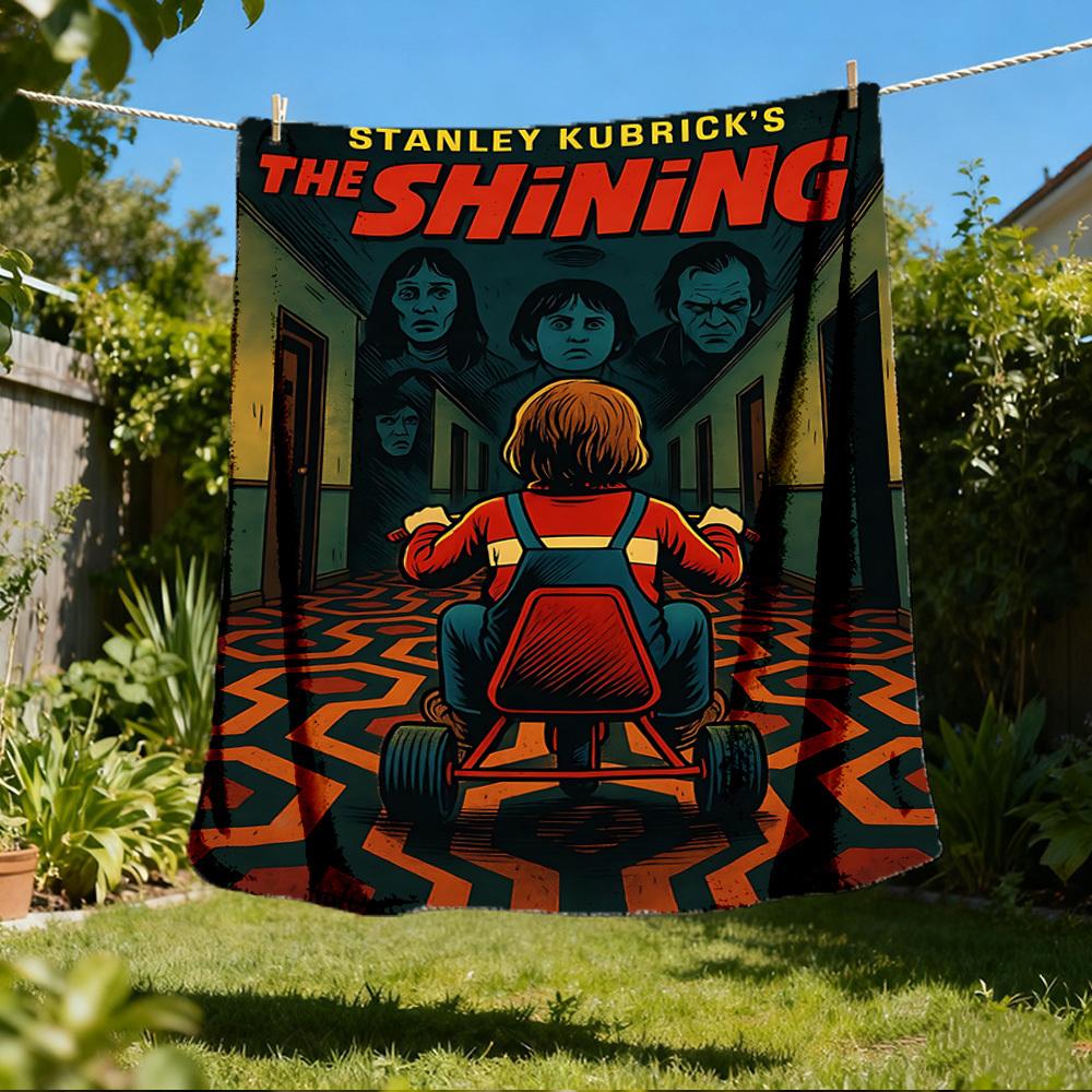 1pc The Shining Outdoor Flannel Blanket, Lightweight Warm Cozy for Travel Camping Office Soft Polyester Fabric, Suitable for All Seasons