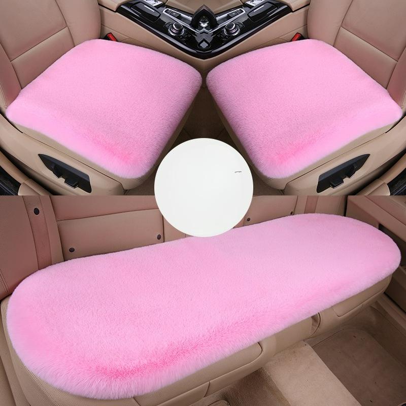 Coussin de siège auto trois pièces en fourrure de lapin d'hiver, coussin de siège auto en fausse fourrure sans dossier, coussin unique