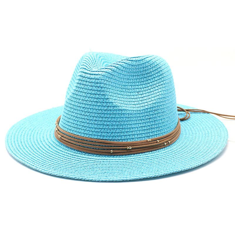 Barnabas Jazz Hat Women'S Fashion Belt Buckle Sunscreen Shade Straw Hat
