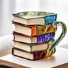 New Painted Book Mug Resinz Novelty 3d Painted Books Coffee Mug Unique Colorful Resin Books Stack Coffee Cup Collection Gifts