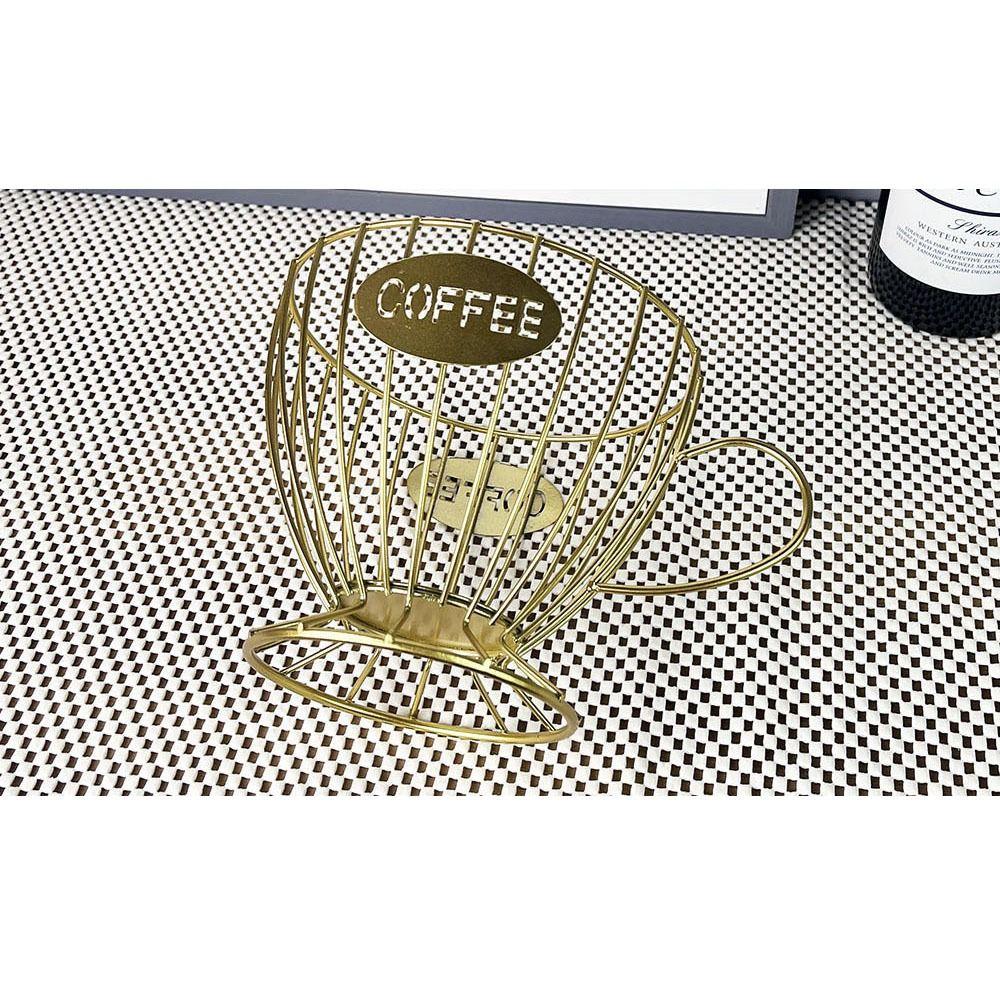 Metal Wire Coffee Display Basket Large Capacity Fruit Snack Storage Rack K Cup Organizer  Home Use