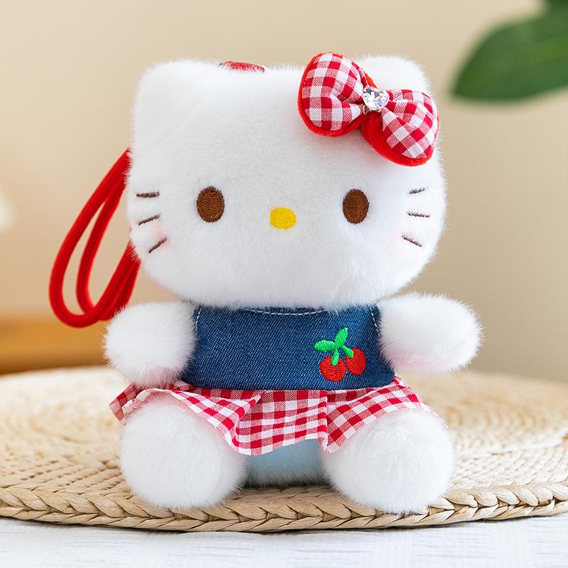 Hello Kitty 6" Pendant Plush Doll with Overalls Keychain