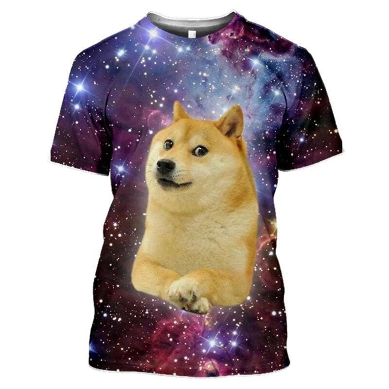 Summer Round Neck Shiba Inu 3D Print Top Doge Fan Streetwear Fashionable Casual Short Sleeved Men's T-shirts