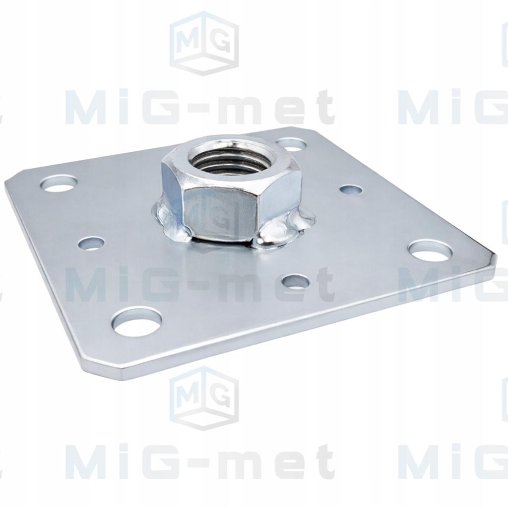 Post Base Adjustable Anchor 110X250X4.0Mm Oc + Welded Nut