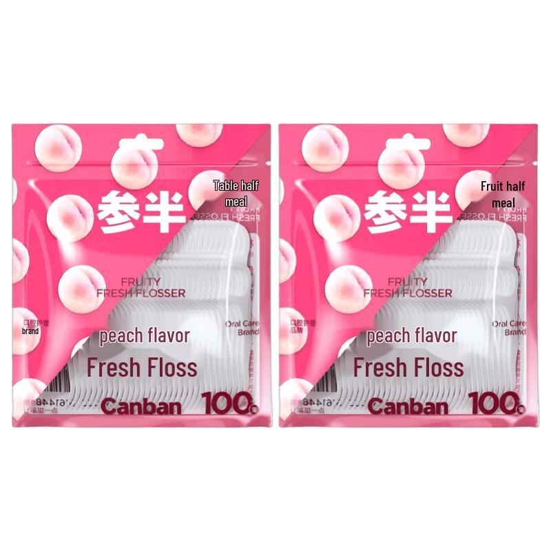 Canban Peach Dental Floss Picks, 100 Count
