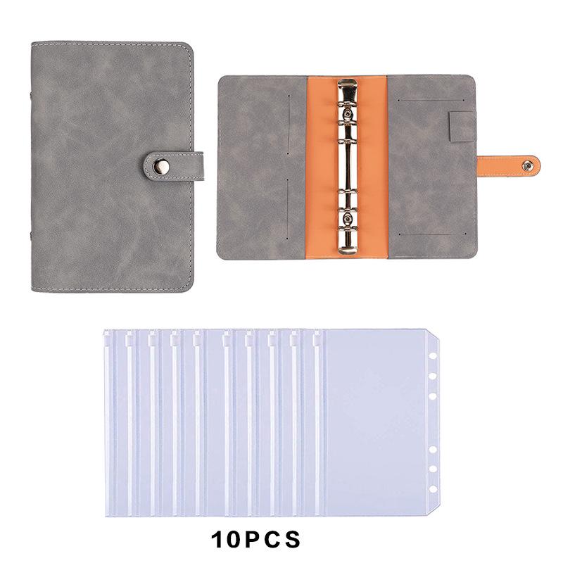 A6 PU Leather 6-Hole Planner with Cash Envelope and Notebook Inserts