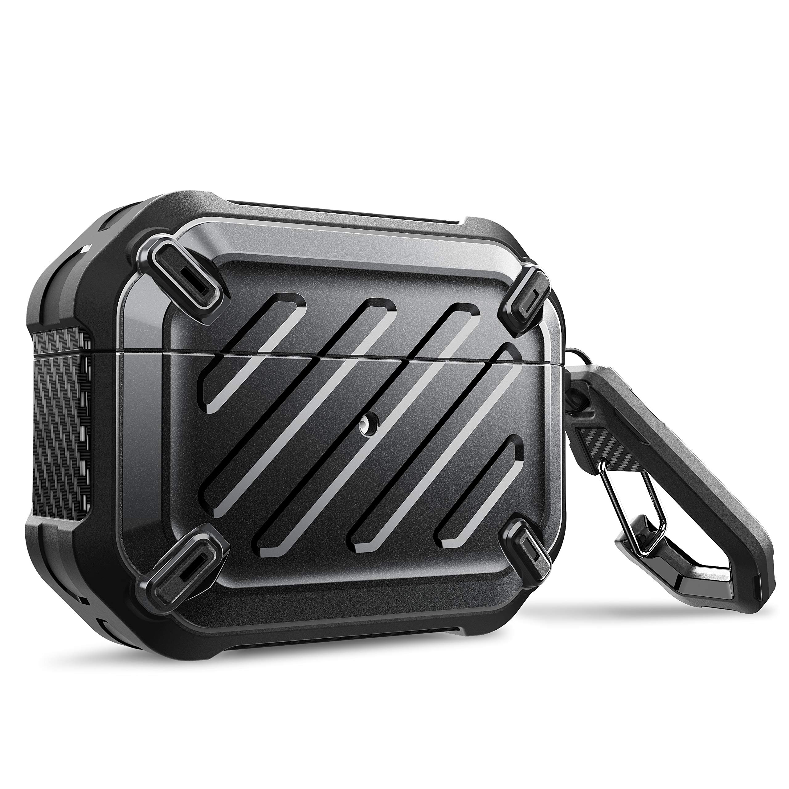 

Чехол SUPCASE AirPodsPro 2019, противоударный, пылезащитный, с полной защитой, силиконовый чехол для хранения, совместимый с беспроводной зарядкой на 360° (AirPodsPro, чёрный