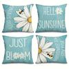 Blue Flower and Home - Themed PillowcaseBedroom Living Room Sofa Home Decor Polyester Cushion Cover with Zipper