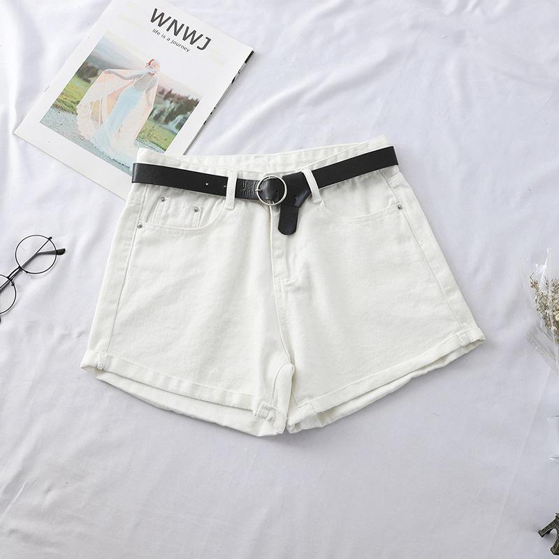 2022 Spring/Summer Women's High-Waisted Denim Shorts: Korean Style, Loose Fit, Slimming A-Line with Rolled Hem
