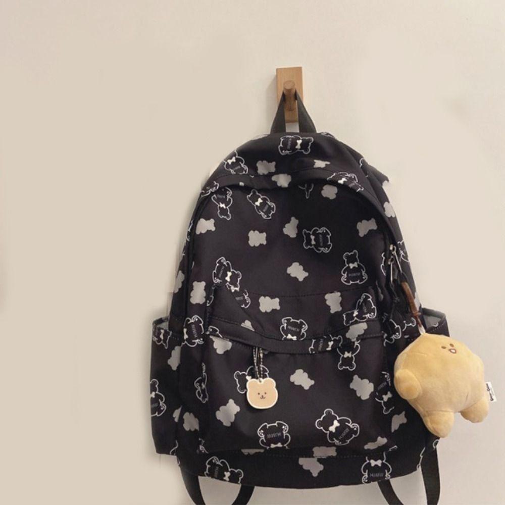 Bear Pattern School Backpack Large Capacity Travel Bag New Schoolbag